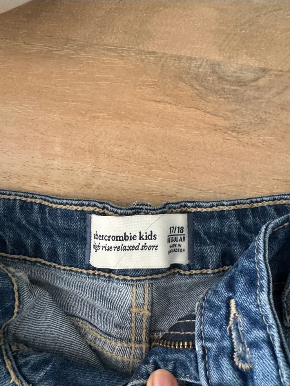 abercrombie kids Blue Denim Shorts with White Lace Trim
